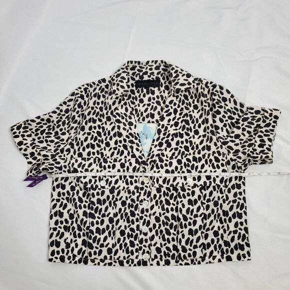 KENDALL + KYLIE crop top animal print floral button down boxy S - Picture 8 of 10